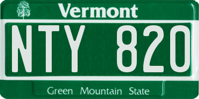 VT license plate NTY820