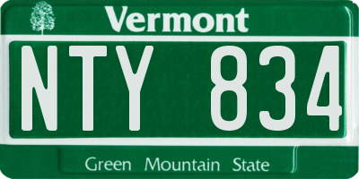 VT license plate NTY834