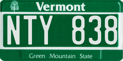 VT license plate NTY838