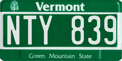 VT license plate NTY839