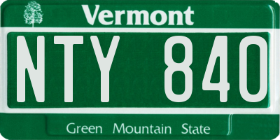 VT license plate NTY840