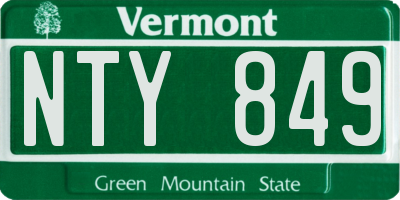 VT license plate NTY849