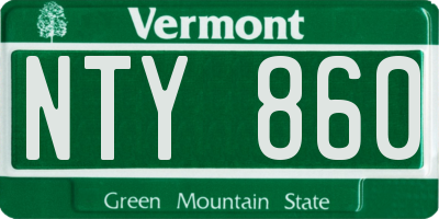 VT license plate NTY860