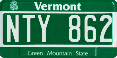 VT license plate NTY862