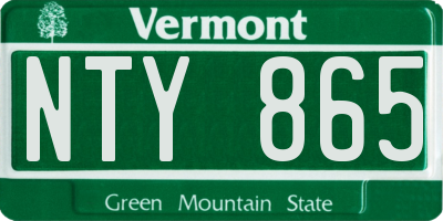 VT license plate NTY865