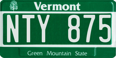 VT license plate NTY875