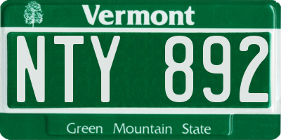 VT license plate NTY892