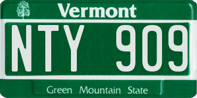VT license plate NTY909