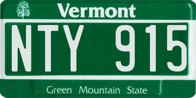VT license plate NTY915