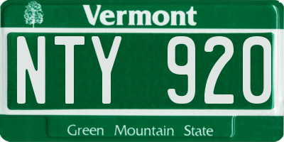 VT license plate NTY920