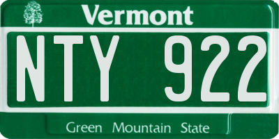 VT license plate NTY922