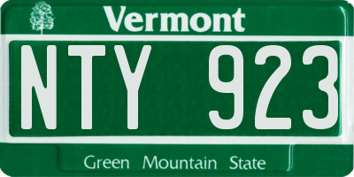 VT license plate NTY923