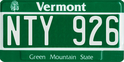 VT license plate NTY926