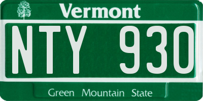 VT license plate NTY930