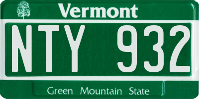 VT license plate NTY932