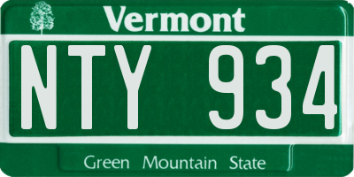 VT license plate NTY934