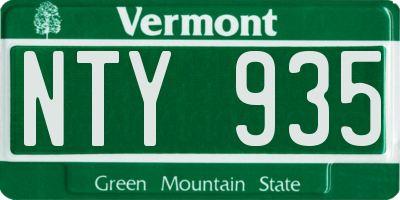 VT license plate NTY935