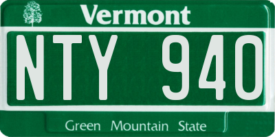 VT license plate NTY940