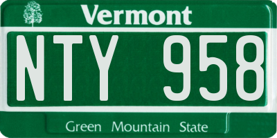 VT license plate NTY958