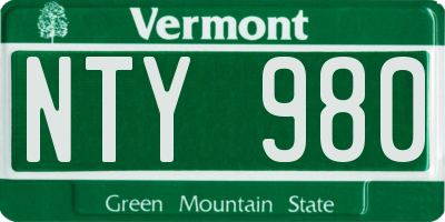 VT license plate NTY980