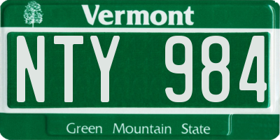 VT license plate NTY984
