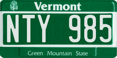 VT license plate NTY985