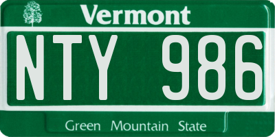 VT license plate NTY986