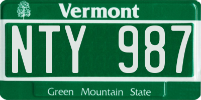 VT license plate NTY987