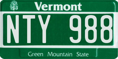 VT license plate NTY988