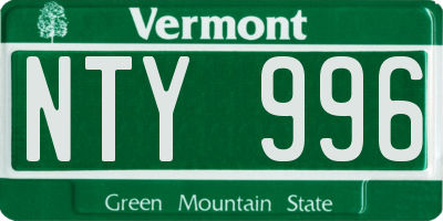 VT license plate NTY996