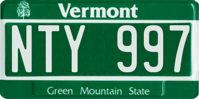 VT license plate NTY997