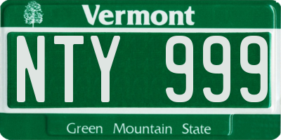VT license plate NTY999
