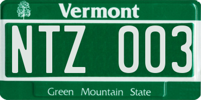 VT license plate NTZ003