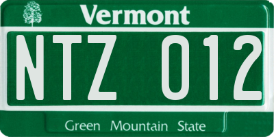 VT license plate NTZ012