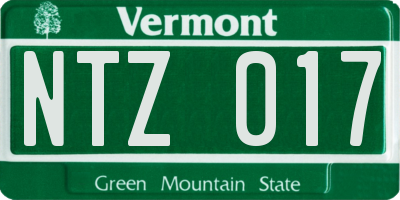 VT license plate NTZ017