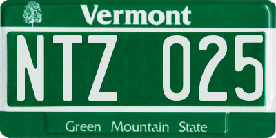 VT license plate NTZ025