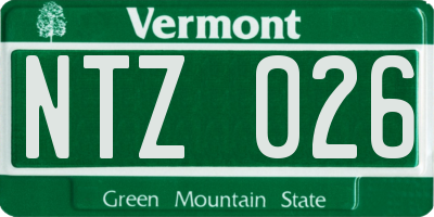 VT license plate NTZ026