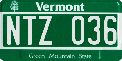 VT license plate NTZ036