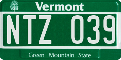 VT license plate NTZ039
