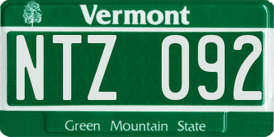 VT license plate NTZ092