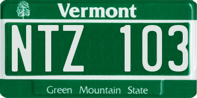 VT license plate NTZ103