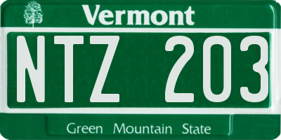 VT license plate NTZ203