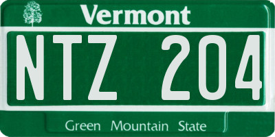 VT license plate NTZ204