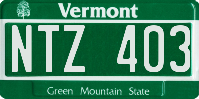 VT license plate NTZ403