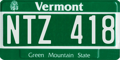 VT license plate NTZ418