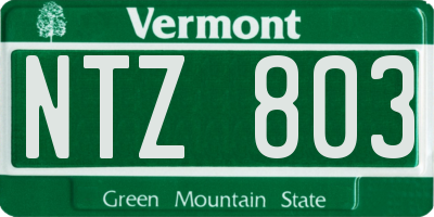 VT license plate NTZ803