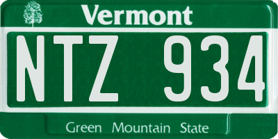 VT license plate NTZ934