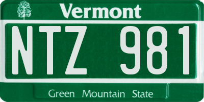 VT license plate NTZ981