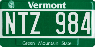 VT license plate NTZ984