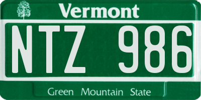VT license plate NTZ986